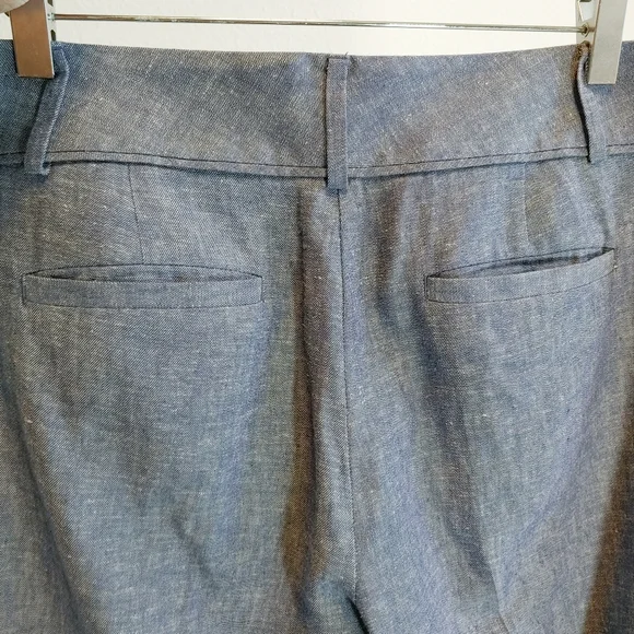 LOFT Blue Marisa Trousers Wide-Leg Linen Blend - Picture 10 of 11